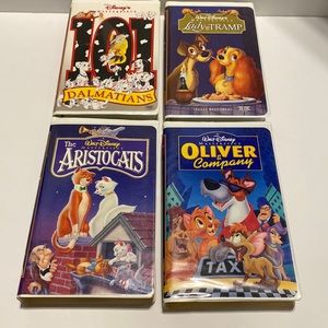 4 Disney Tapes: 101 Dalmatians, Lady and the Tramp, Aristocats, Oliver & Company